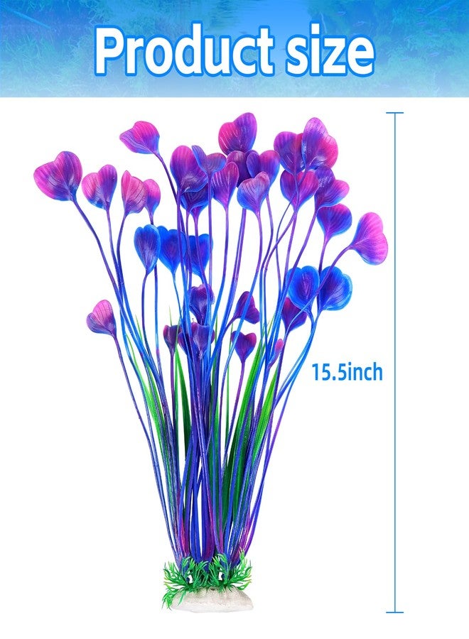 AQUANEAT Artificial Fish Tank Plants, Plastic Aquarium Accessories Large, 15.5 inch Purple Decorations, 2pcs - Image 3